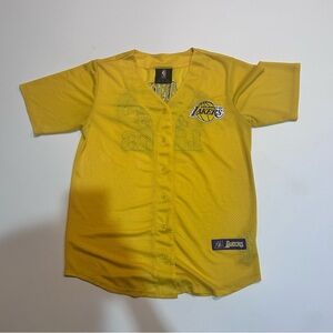 NBA LOS ANGELES LAKERS MESH YELLOW BASEBALL JERSEY MEN'S SIZE Small